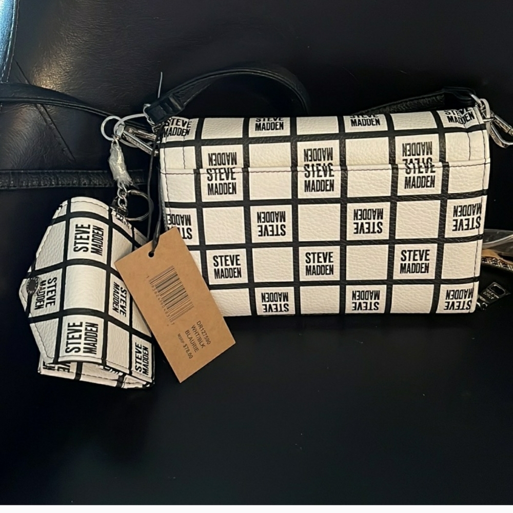 Steve Madden black and white purse